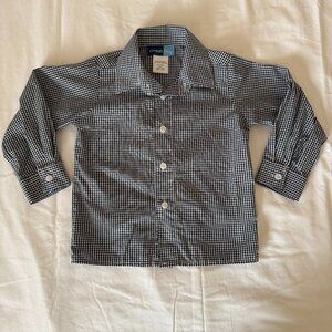 Great Guy 4T boys navy and white plaid long sleeve button up shirt dress shirt